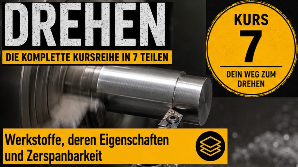 Kursreihe zum Drehen (Metall) - Kurs 7 von 7 Werkstoffe und ihre Zerspanbarkeit beim Drehen und Fräsen: - Gusseisen - Kupfer - Messing - Bronze - Neusilber - Rotguss - Aluminium - POM - Gummi